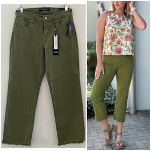 Liverpool Kennedy Crop Straight Jeans Women's 6/28 in Eucalyptus Green $109 NWT